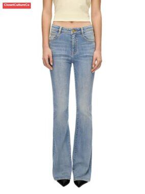 Women's Mid Rise Flare Bootcut Jeans Stretchy Cotton Blend Denim